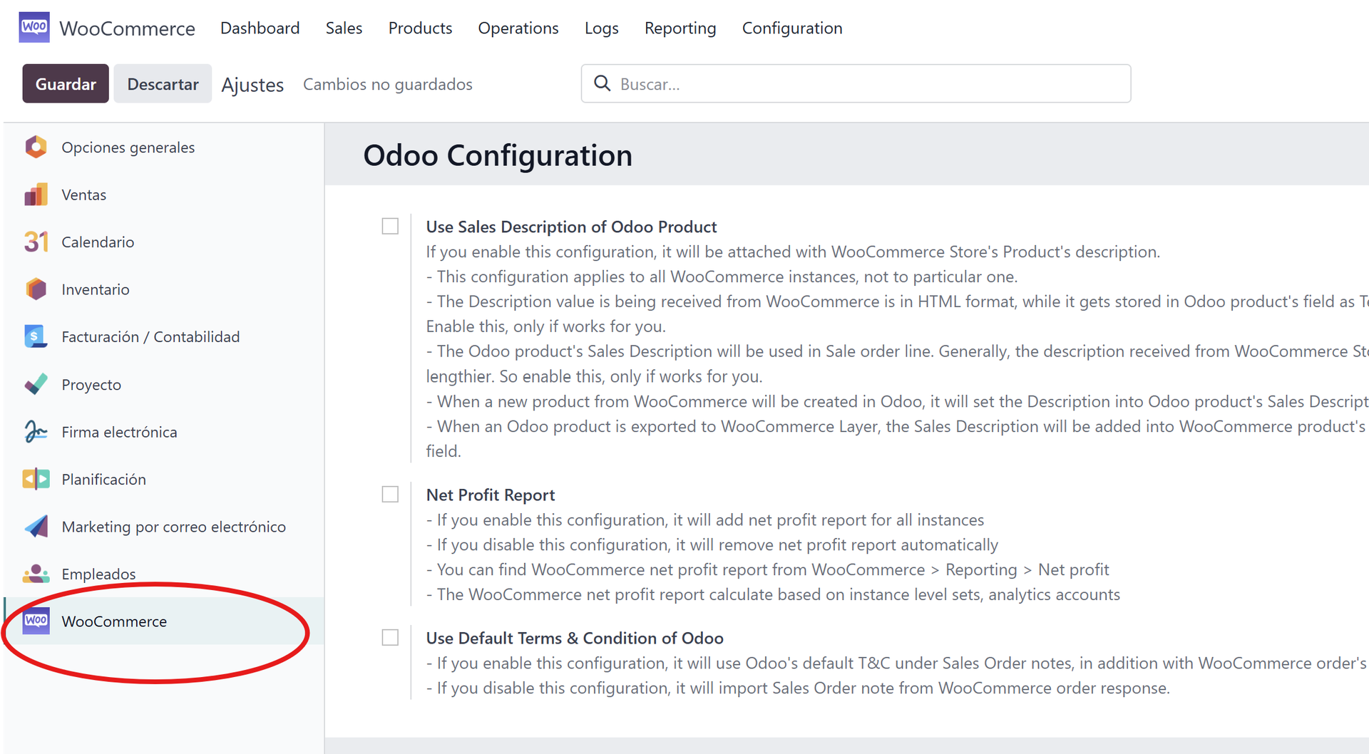 cnfiguracion modulo woocommerce de odoo