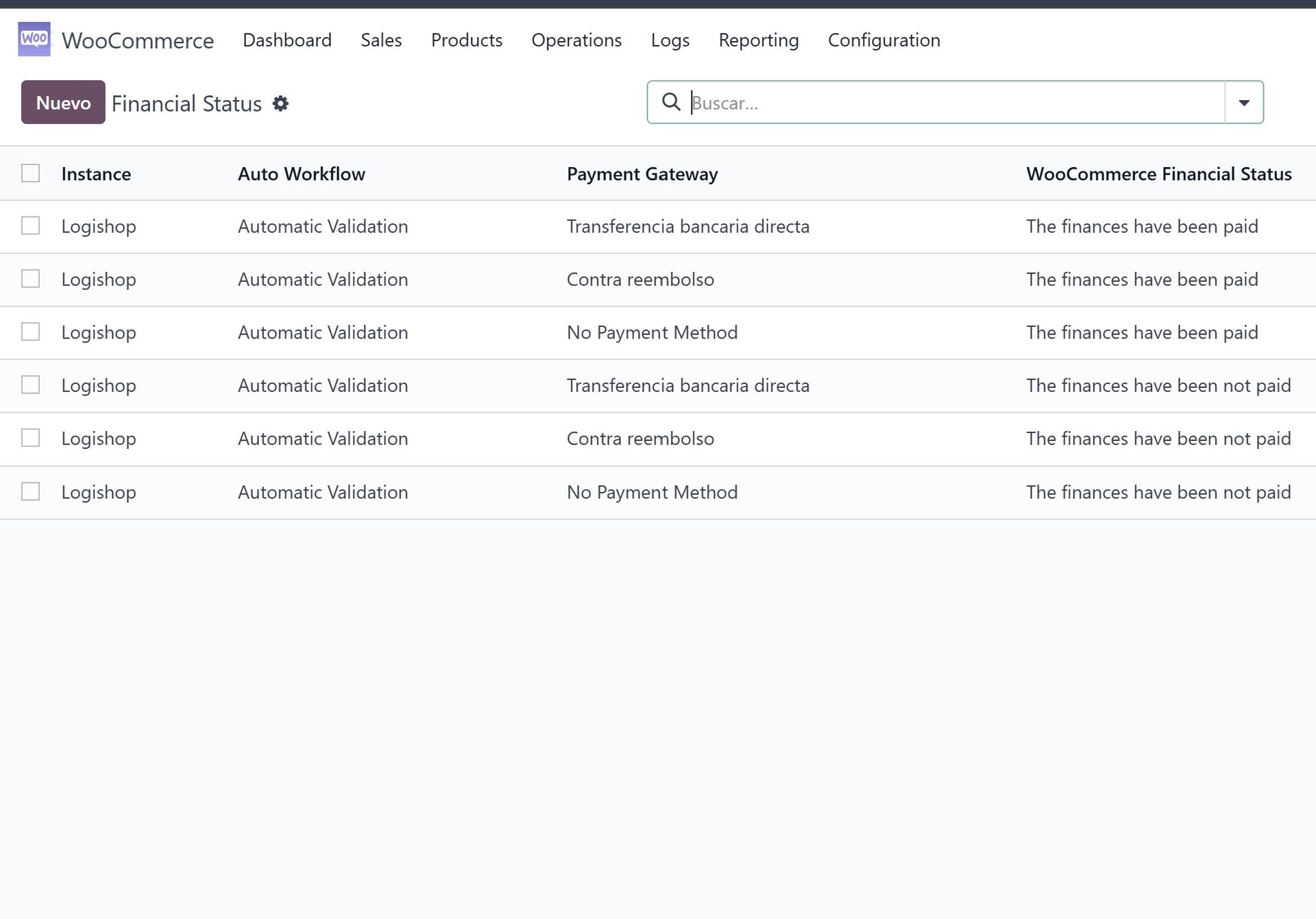 configuracion financial status woocommerce odoo