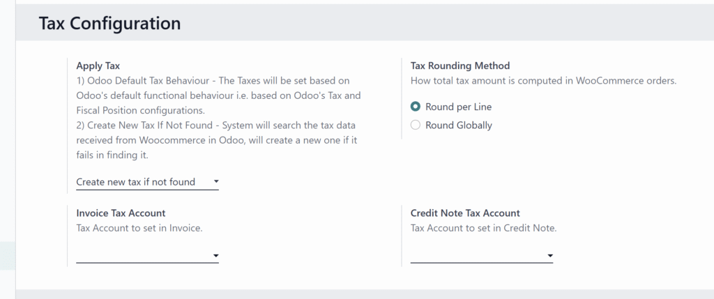 configuración de impuestos woocommerce odoo