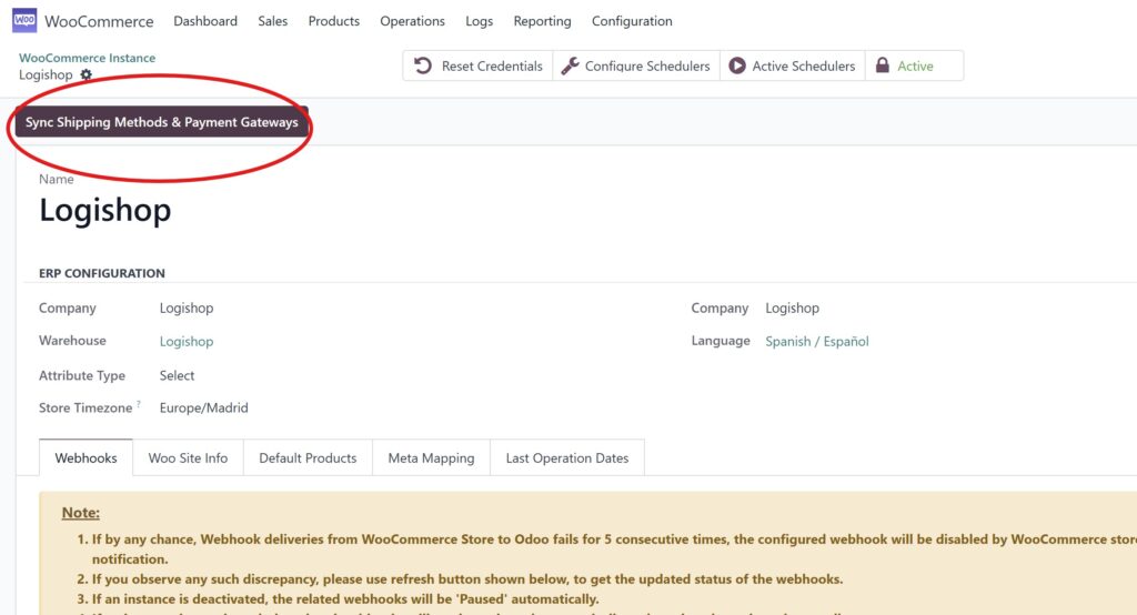sincronizar métodos de pago y métodos de envío woocommerce odoo